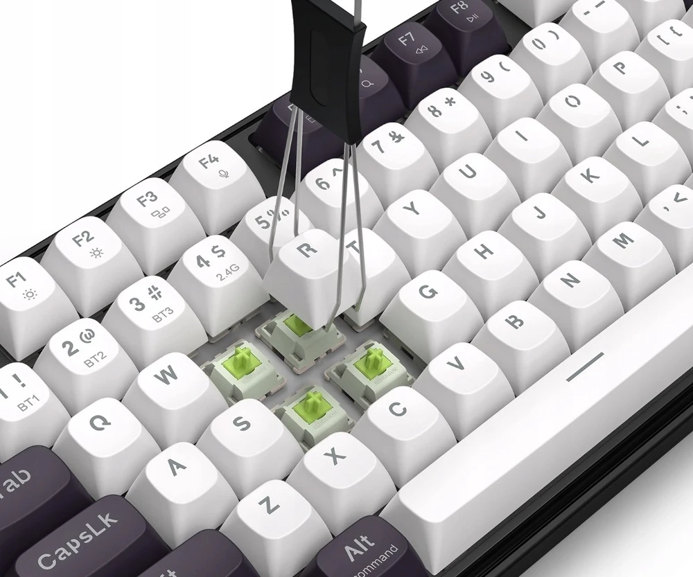 Klaviatūra žaidimams Redragon Wyvern LCD PRO K761WB-RGB-PRO Manbo Linear Switch belaidė mechaninė su pašvietimu balta ir-juoda