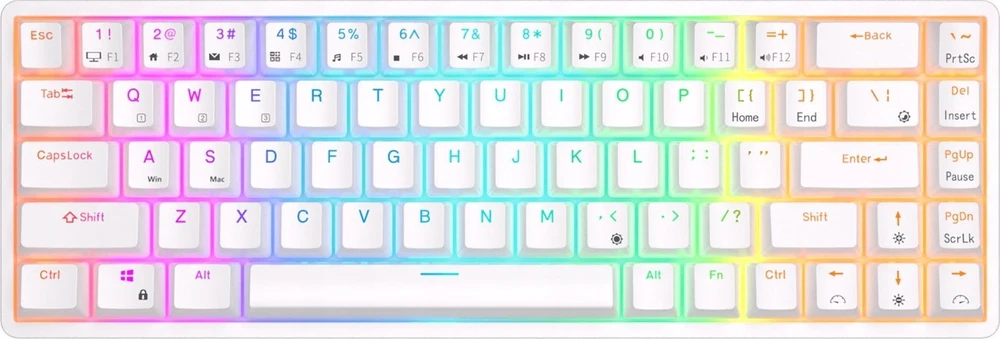 Royal Kludge RK61 klaviatūra | 60%, Hot-swap, Brown Switches, US, balta