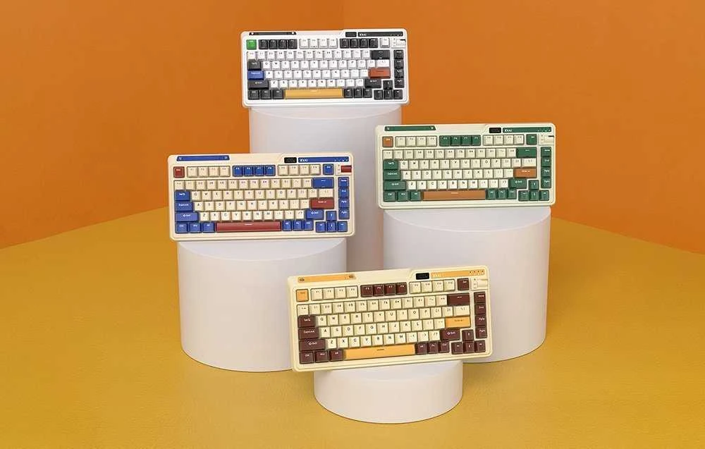 Mechaninė klaviatūra Royal Kludge KZZI K75 pro RGB, momentinis jungiklis (retro mėlynas)
