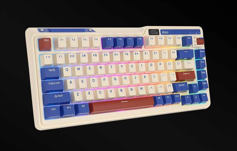Mechaninė klaviatūra Royal Kludge KZZI K75 pro RGB, momentinis jungiklis (retro mėlynas)