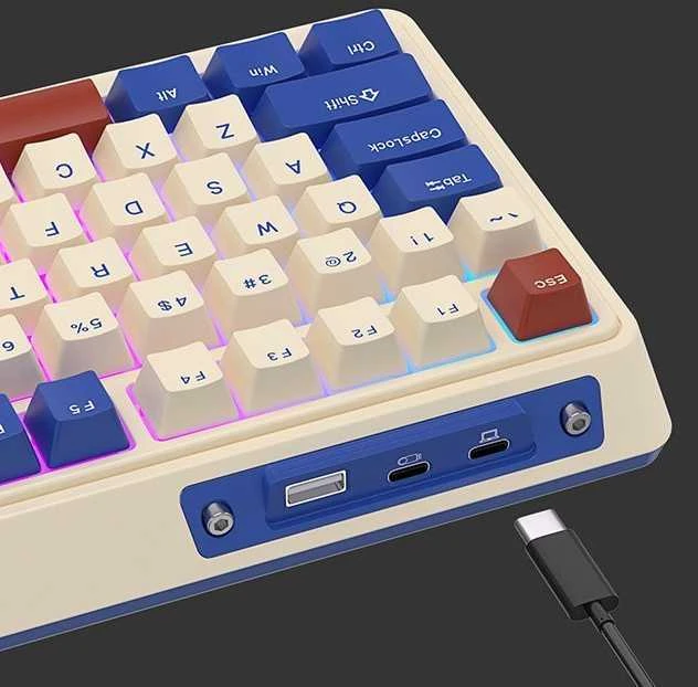 Mechaninė klaviatūra Royal Kludge KZZI K75 pro RGB, momentinis jungiklis (retro mėlynas)
