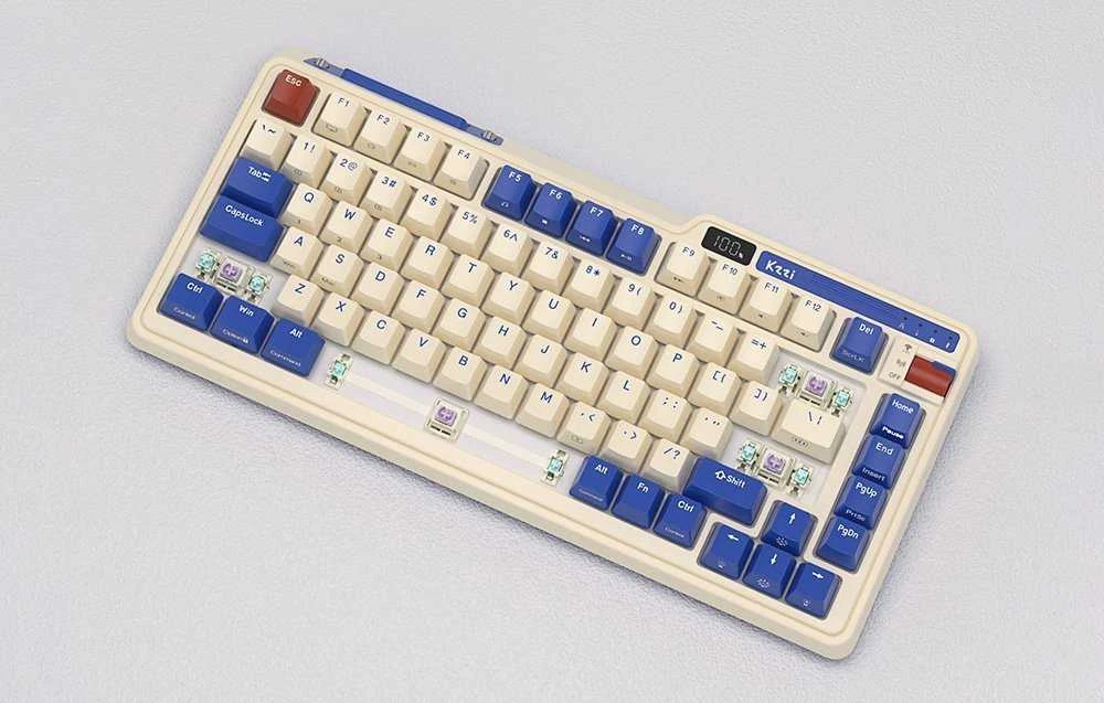 Mechaninė klaviatūra Royal Kludge KZZI K75 pro RGB, momentinis jungiklis (retro mėlynas)