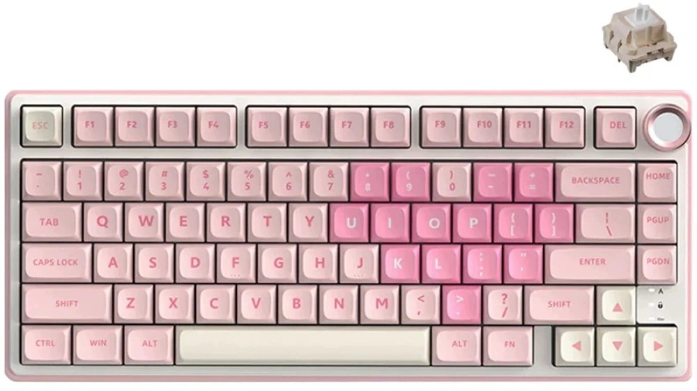 Royal Kludge R75 RGB Rožinė Melody laidinė klaviatūra | 75%, Hot-swap, Kremas switches, US