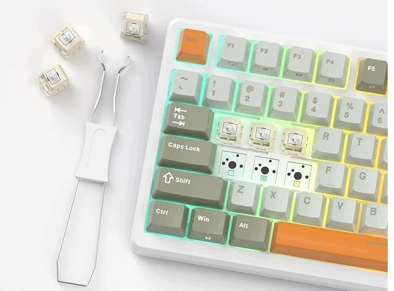 Klaviatūra Royal Kludge RK-M75 Slate Cyan Klaviatūra žaidimams Kremas switch
