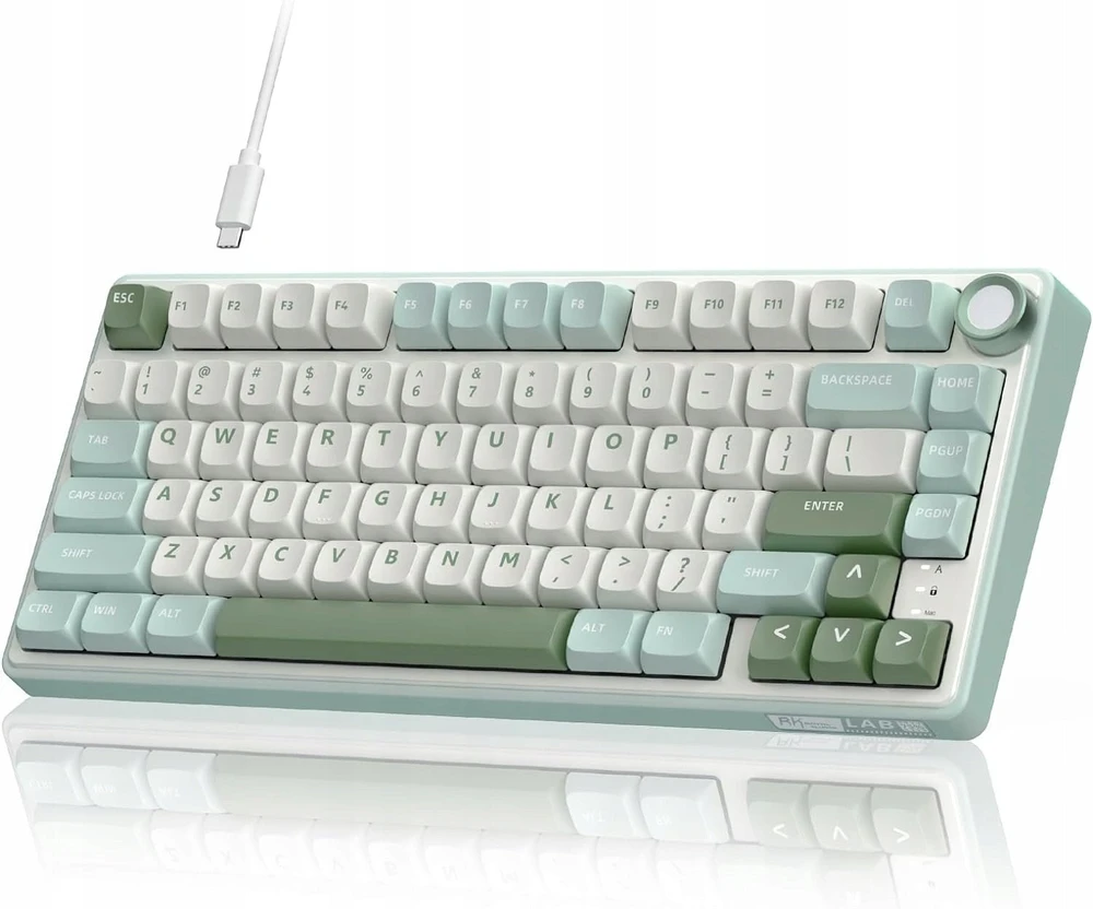 Royal Kludge RK R75 Sidabrinis Switches Skycyan Žaidimų klaviatūra baltos spalvos