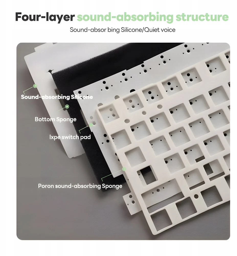 Royal Kludge RK R75 Sidabrinis Switches Skycyan Žaidimų klaviatūra baltos spalvos