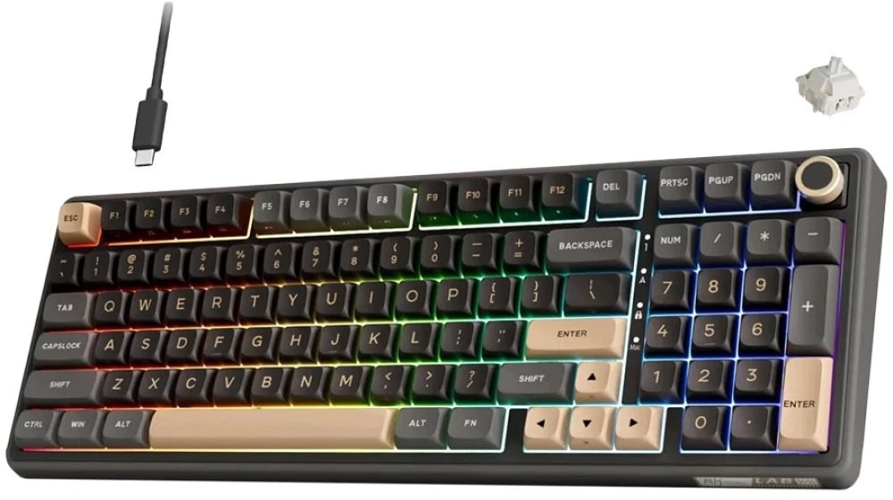 Royal Kludge RK-R98 RGB Phantom laidinė klaviatūra | 96%, Hot-swap, rusvai gelsvas switches, US