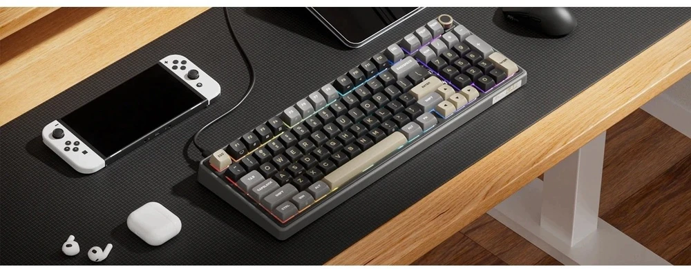 Royal Kludge RK-R98 RGB Phantom laidinė klaviatūra | 96%, Hot-swap, rusvai gelsvas switches, US