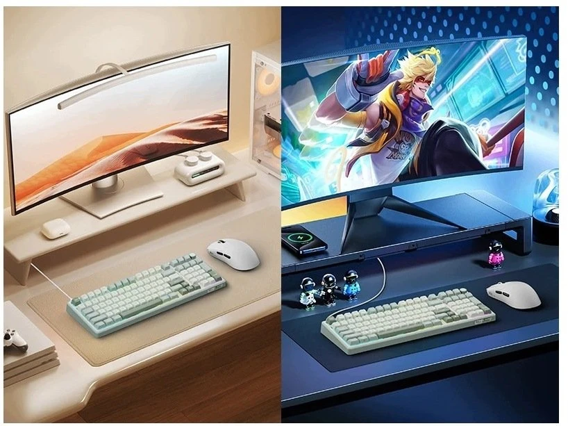 Royal Kludge RK-R98 RGB Sky Cyan laidinė klaviatūra | 96%, Hot-swap, rusvai gelsvas switches, US