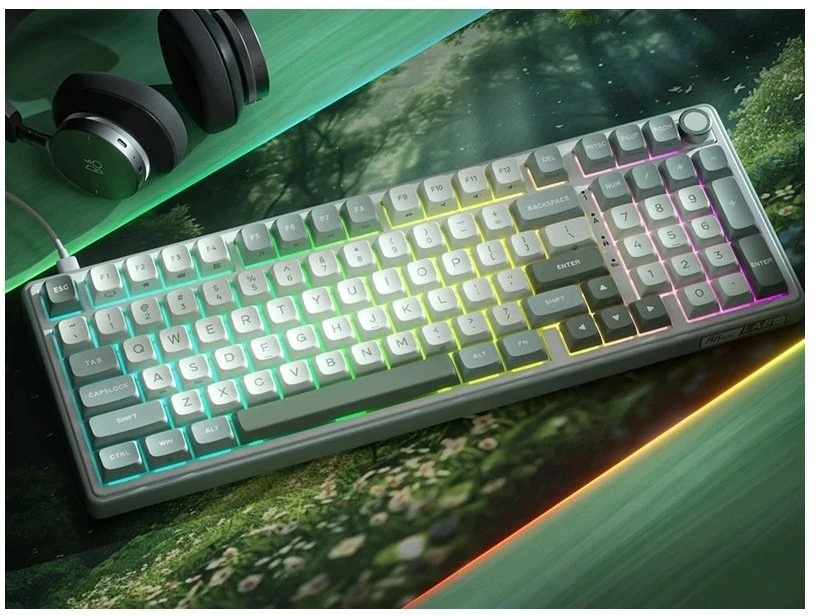 Royal Kludge RK-R98 RGB Sky Cyan laidinė klaviatūra | 96%, Hot-swap, rusvai gelsvas switches, US