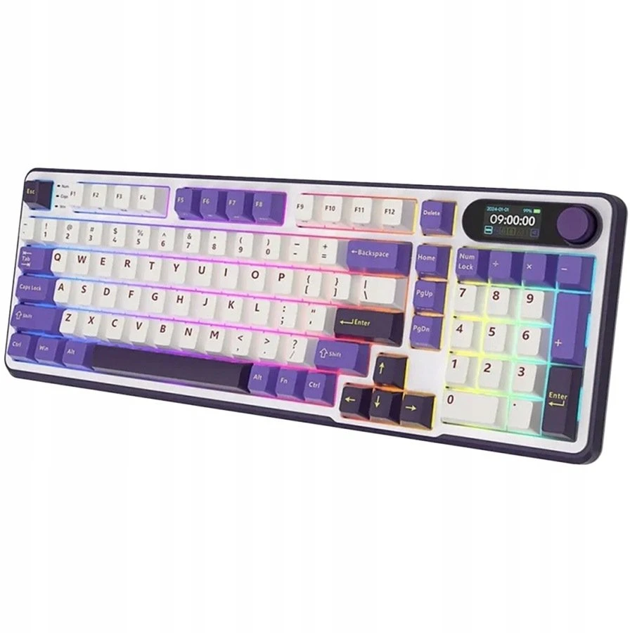 Royal Kludge RK-S98 RGB Blackberry belaidė klaviatūra | 96%, Hot-swap, rusvai gelsvas switches, US