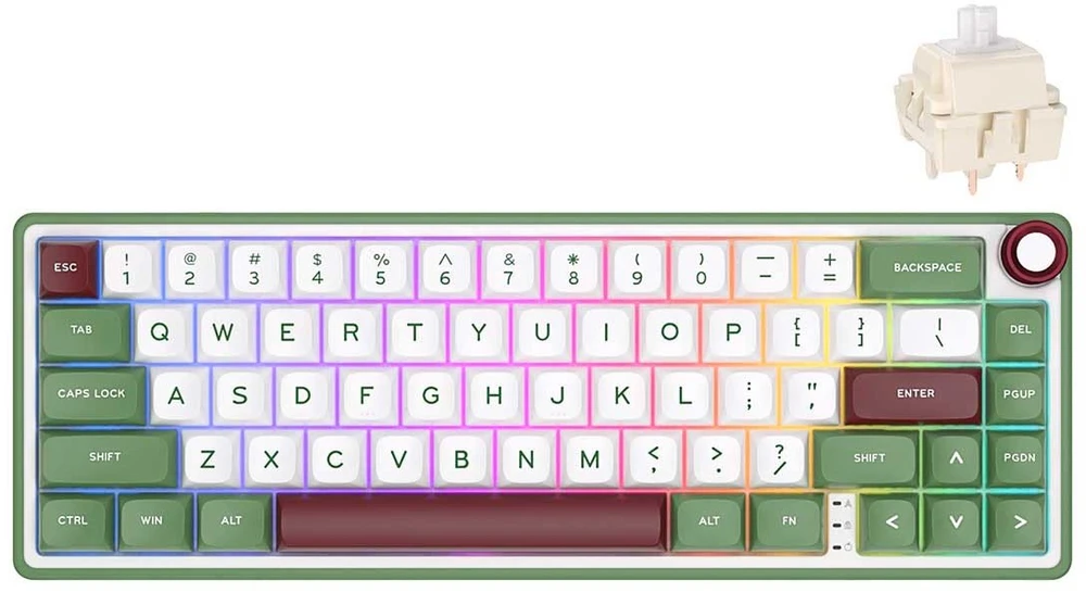 Royal Kludge R65 RGB Žalias sand laidinė mechaninė klaviatūra | 60%, Brown switches, US