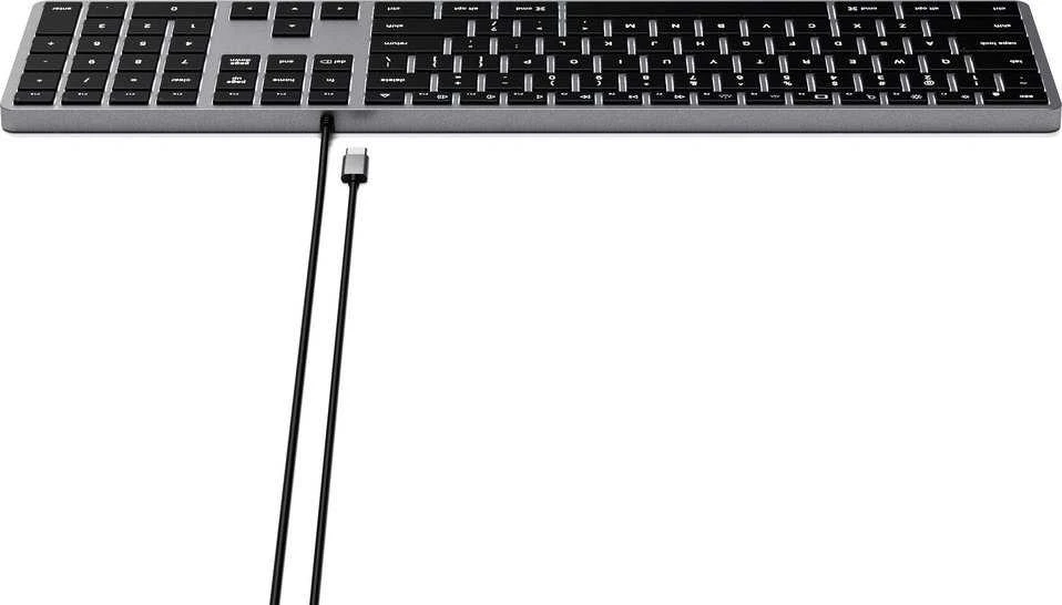 su laidu klaviatūra USB C QWERTY Satechi Slim W3 su laidu ST-UCSW3M space pilka