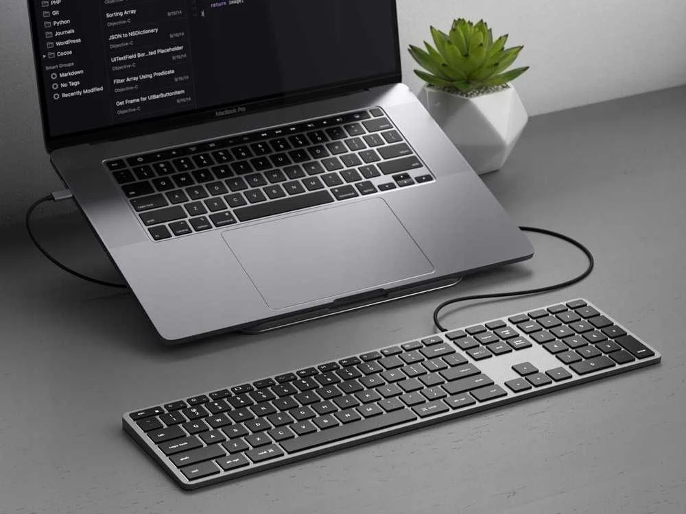 su laidu klaviatūra USB C QWERTY Satechi Slim W3 su laidu ST-UCSW3M space pilka