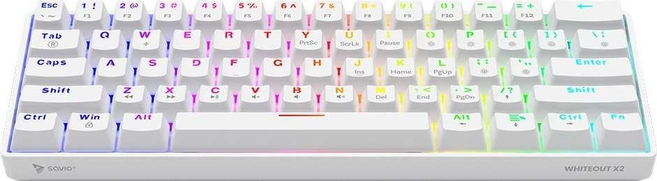 Klaviatūra žaidimams Savio Whiteout X2 Outemu Raudona su laidu mechaninė su pašvietimu balta