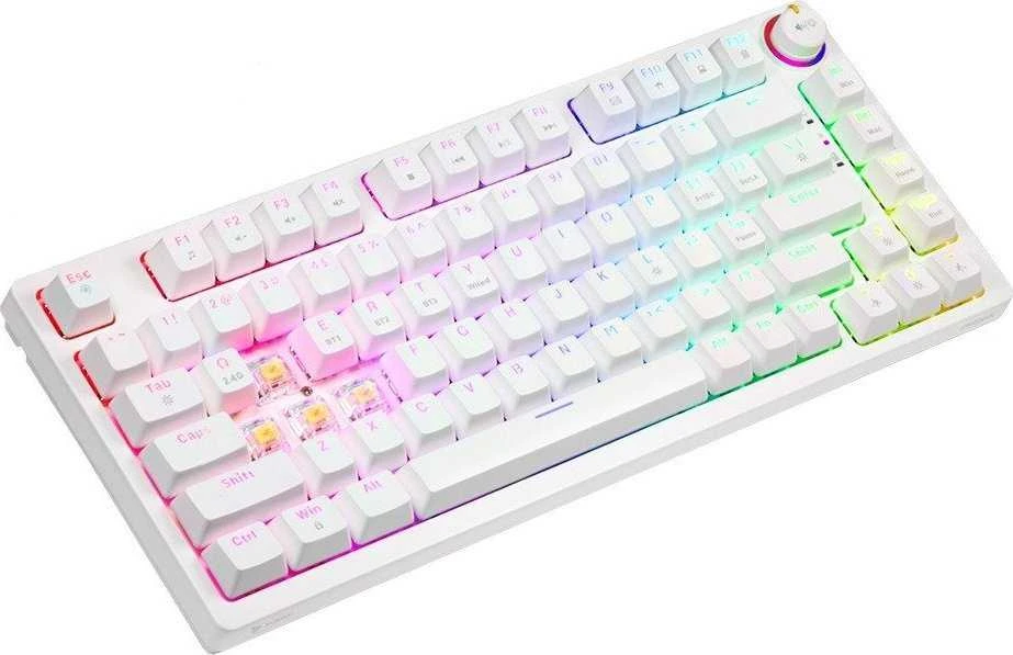 Savio Klaviatūra mechaninė belaidė PHENIX Baltas Gateron Geltona, ABS