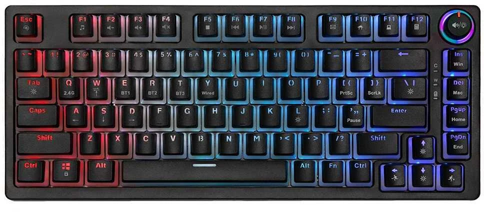 Klaviatūra žaidimams Savio Phenix Gateron Raudona Pro Pudding belaidė mechaninė su pašvietimu juoda