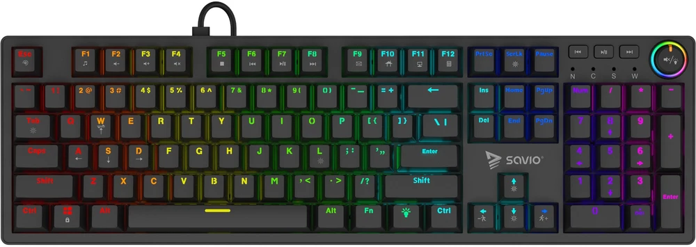 Klaviatūra SAVIO STYX Mekanisk tastatur Outemu Peach Silent, Hot Swap, RGB