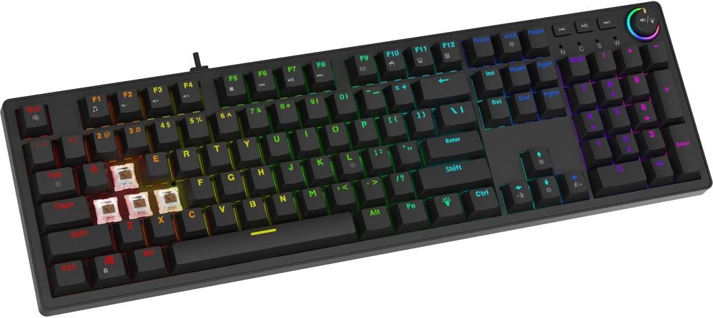 Klaviatūra SAVIO STYX Mekanisk tastatur Outemu Peach Silent, Hot Swap, RGB