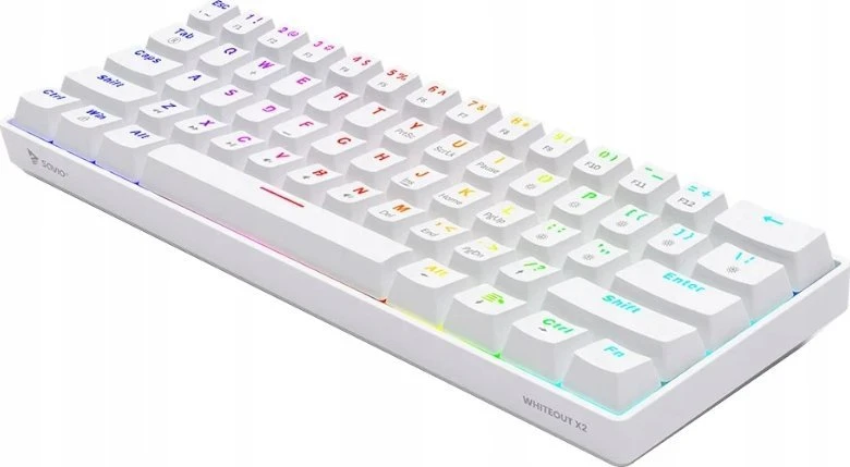 Klaviatūra žaidimams Savio Whiteout X2 Outemu Raudona su laidu mechaninė su pašvietimu balta