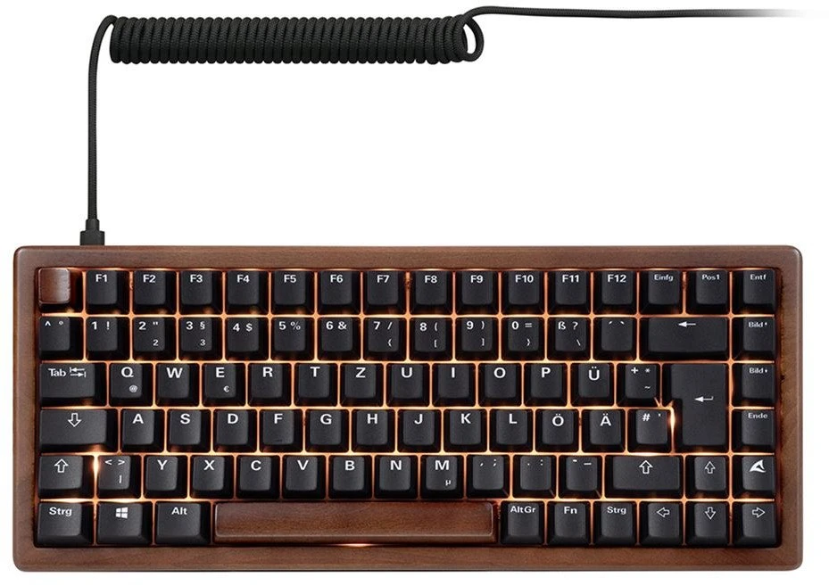 Sharkoon SKILLER SGK50 S3 Wood PBT, Gaming-klaviatūra - holz/juodas, DE-išdėstymas, Gateron G Pro 3.0 Geltona