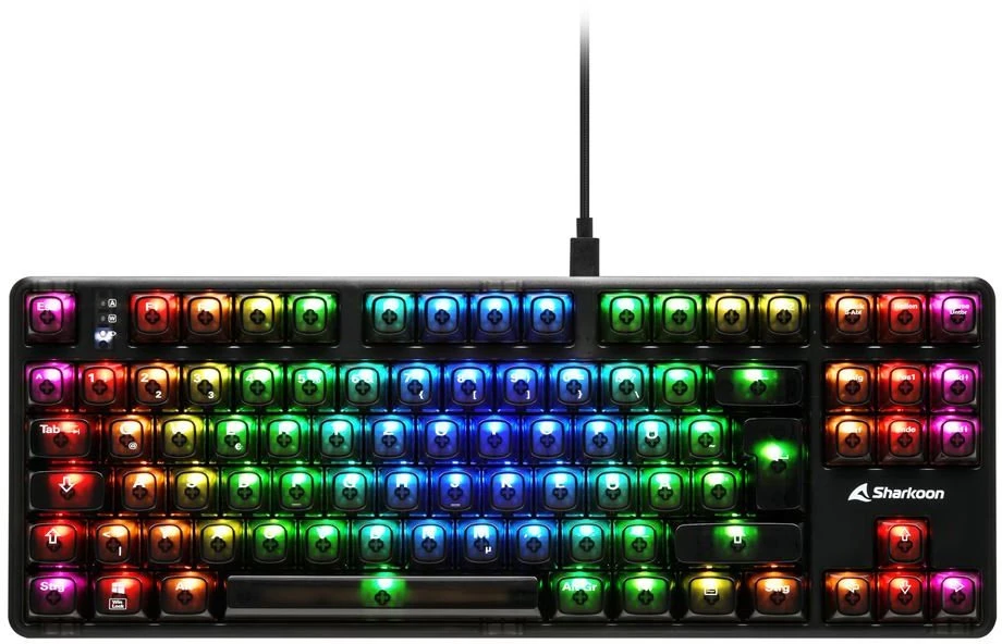Sharkoon Crystal Shark, Gaming-klaviatūra - juodas, DE-išdėstymas, KTT