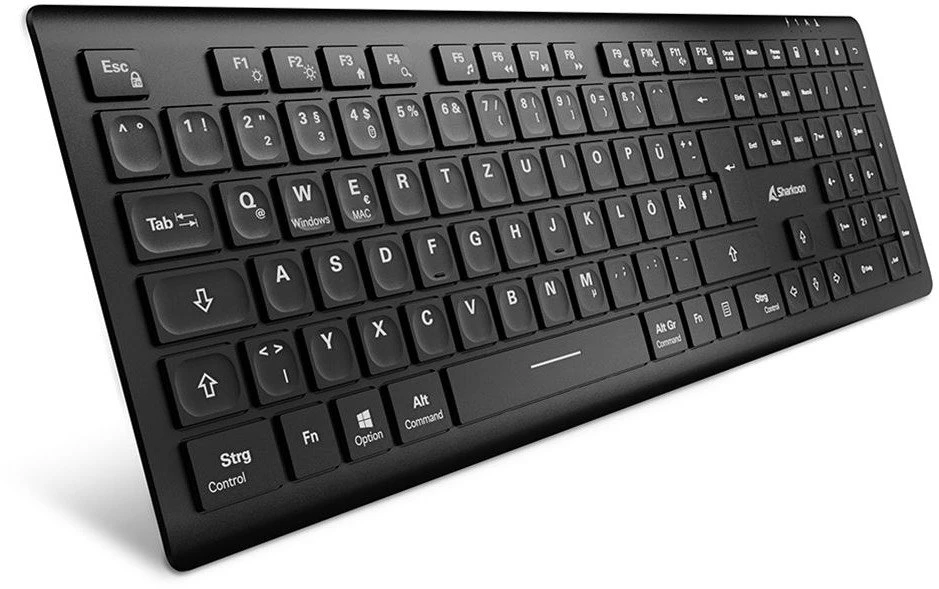 Klaviatūra Sharkoon OfficePal K30W DE išdėstymas Rubberdome juodas
