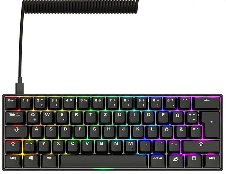 Sharkoon SKILLER SGK50 S4 Gen2 PBT, Gaming-klaviatūra - juodas, DE-išdėstymas, Gateron G Pro 3.0 Geltona