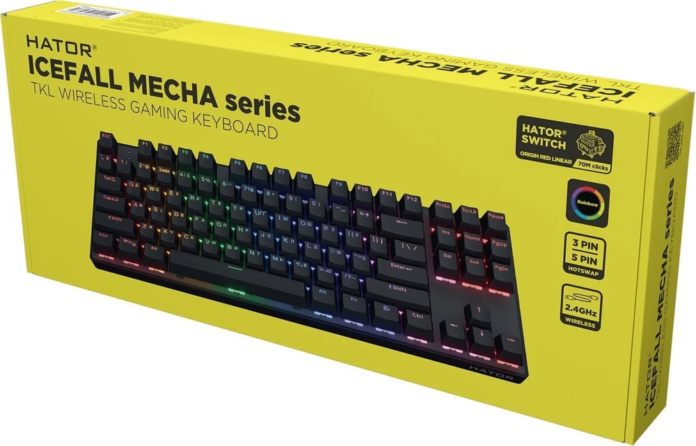 Hator Klaviatūra SilentiumPC Icefall Mecha Rainbow 87 belaidė (HTK287UA)