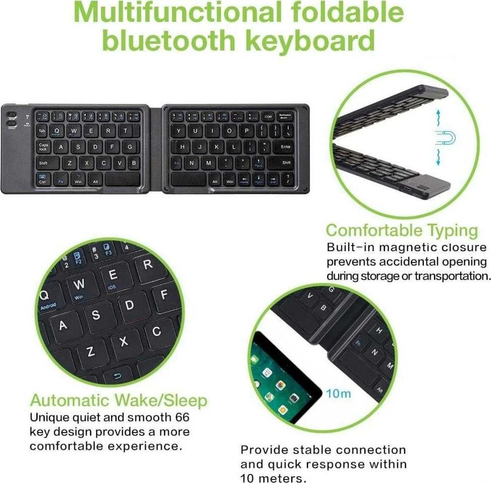 TECHLY USB Bluetooth Foldable Klaviatūra for Planšetė and Išmanusis telefonas