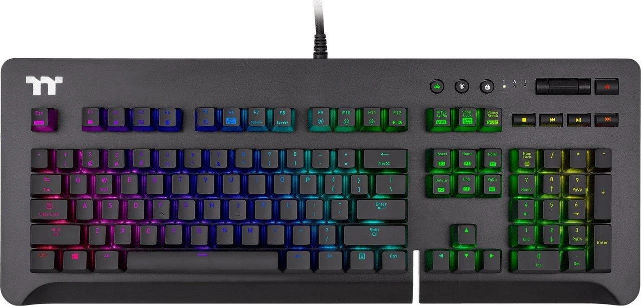 Klaviatūra Thermaltake Level 20 RGB KB-LVT-SSSRUS-01 (mechaninė, Audio, USB 2.0, (DE)key.lay., titano spalva