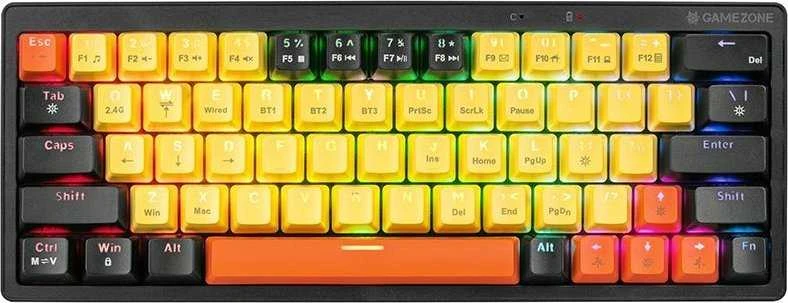 Klaviatūra žaidimams Tracer GameZone Evo1 Hot Swap TNT Linear Switches belaidė mechaninė su pašvietimu geltona
