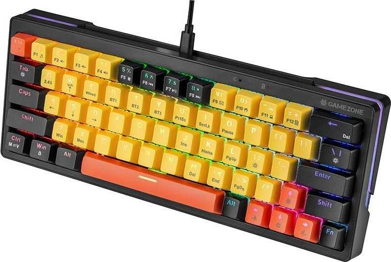 Klaviatūra žaidimams Tracer GameZone Evo1 Hot Swap TNT Linear Switches belaidė mechaninė su pašvietimu geltona