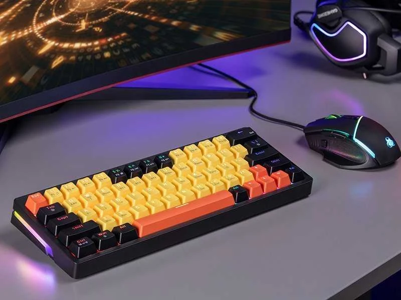 Klaviatūra žaidimams Tracer GameZone Evo1 Hot Swap TNT Linear Switches belaidė mechaninė su pašvietimu geltona