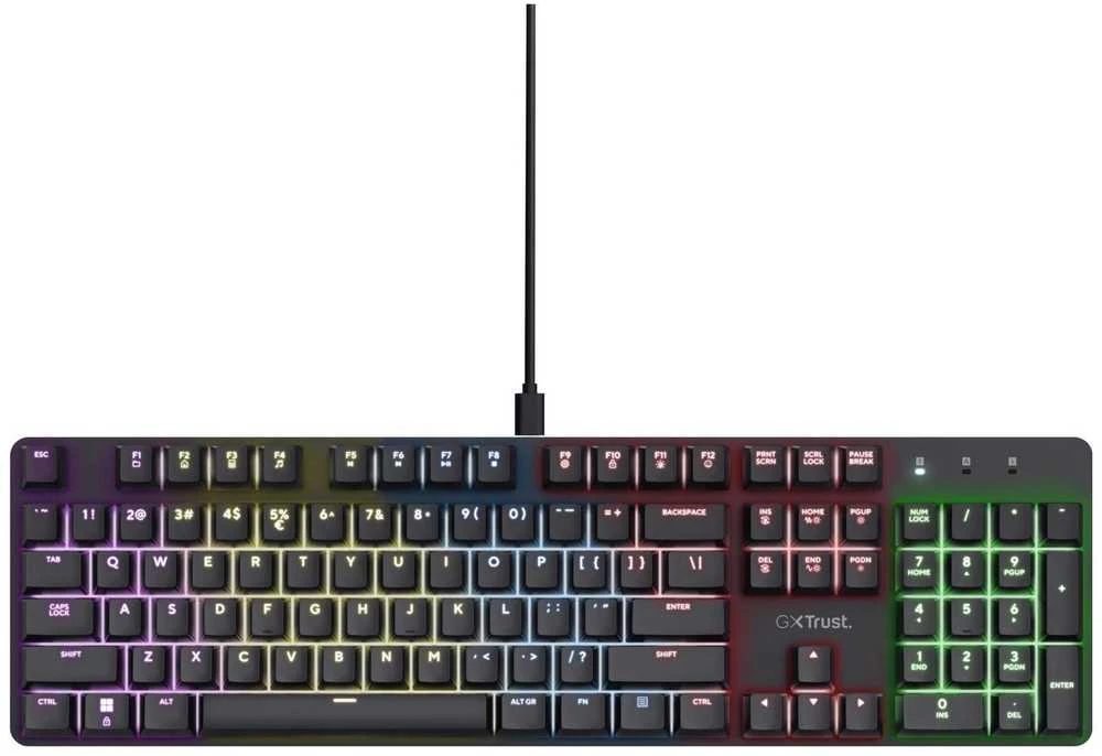 Trust GXT 871 Zora QWERTY US English - USB klaviatūra žaidimams (juodas)