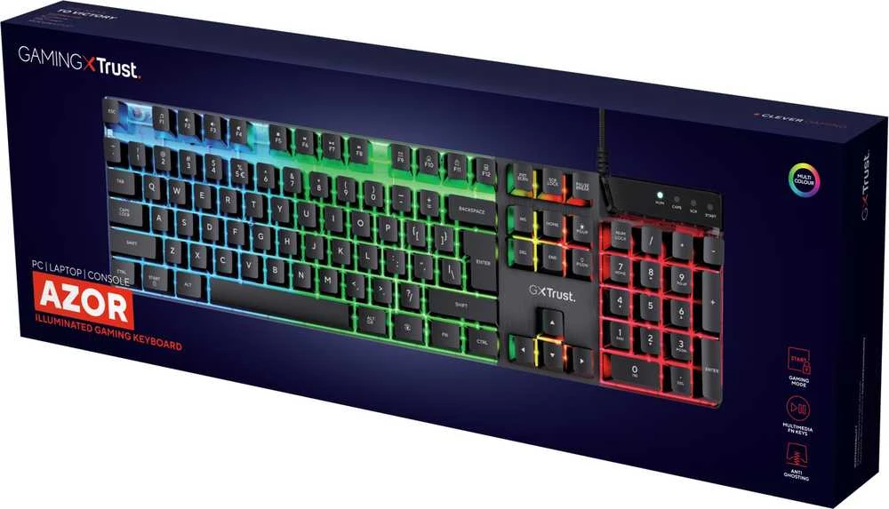 TRUST žaidimų klaviatūra GXT 835 Azor apšviesta žaidimų klaviatūra CZ/SK