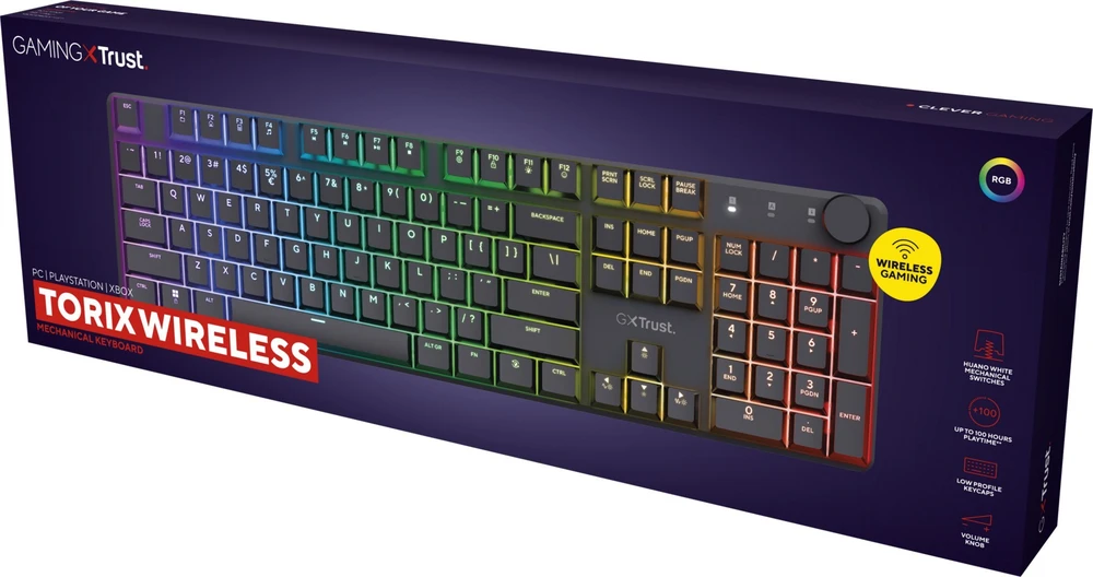TRUST GXT 868 Torix Premium belaidė mechaninė žaidimų klaviatūra juoda