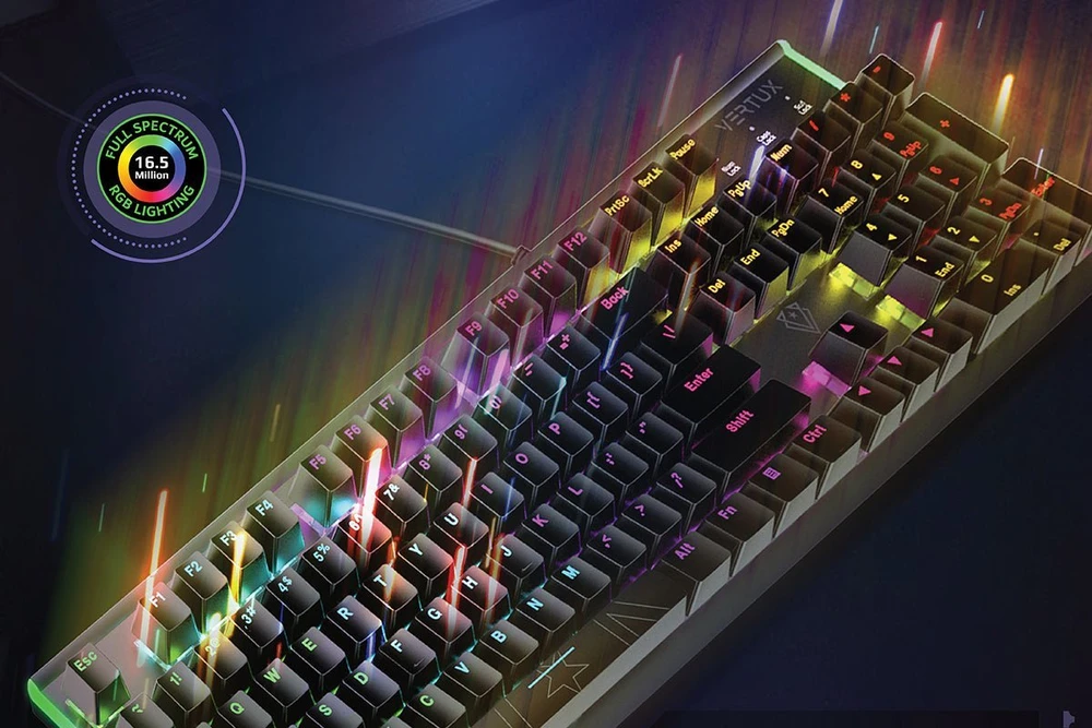 Klaviatūra Vertux Vertux Mechaninė klaviatūra anti-ghosting Mechaninė COMANDO QWERTY RGB