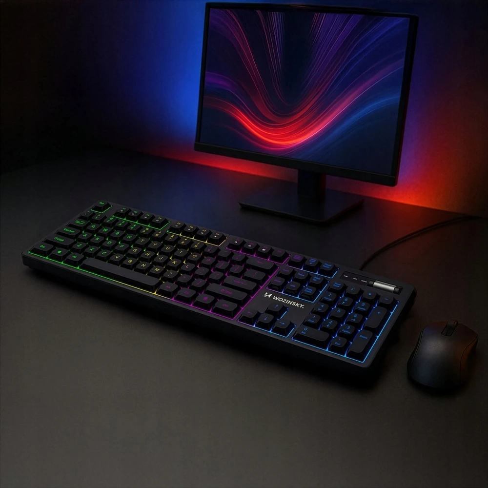 Wozinsky WKG-200 RGB Membrane Klaviatūra žaidimams su ratuku - Juodas