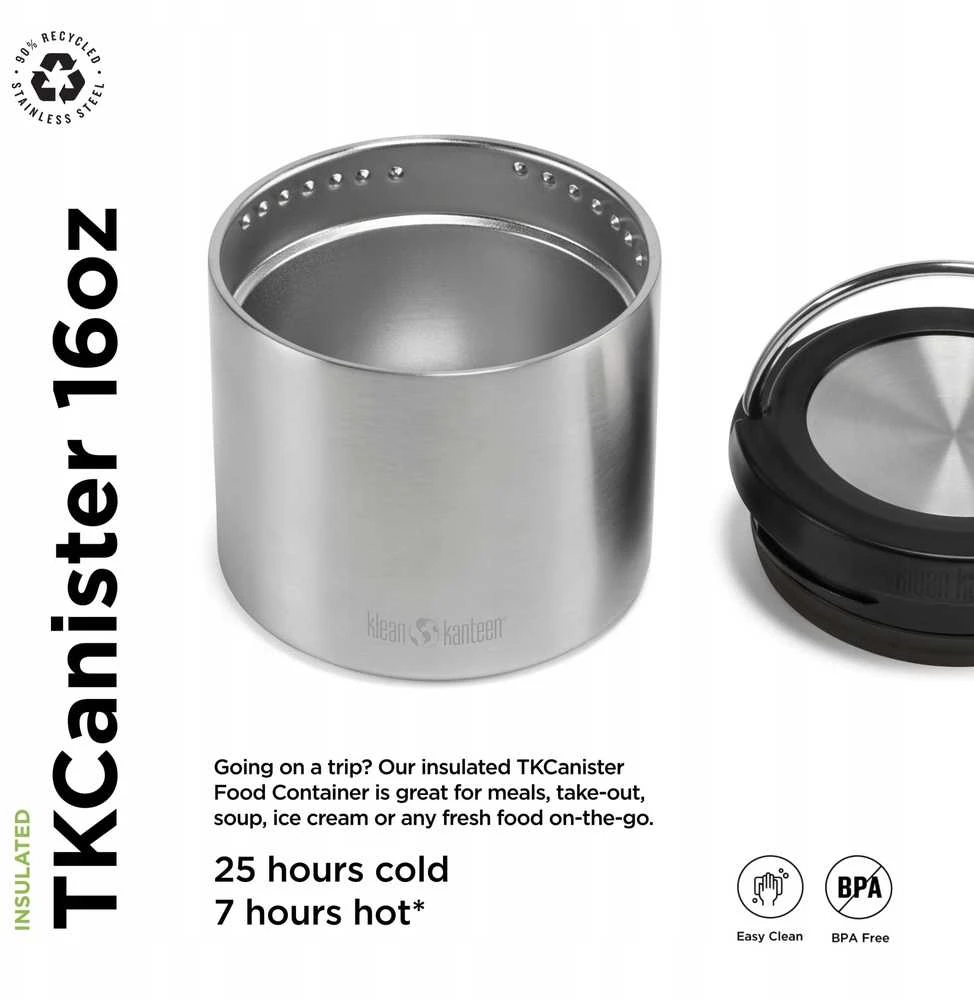 Klean Kanteen TKCanister, 473 ml/16 oz, šlifuotas nerūdijantis plienas