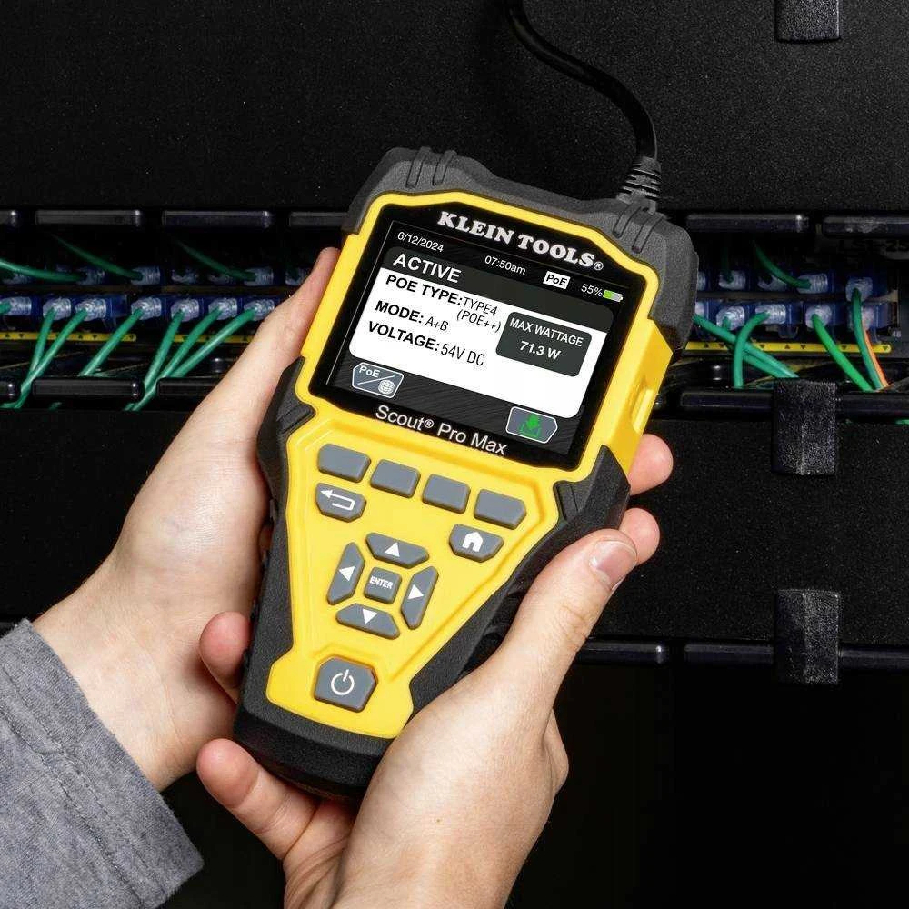 KLEIN TOOLS - VDV Scout® Pro Max testeris su imtuvų rinkiniu - 20x RJ45, 20x F jungčių