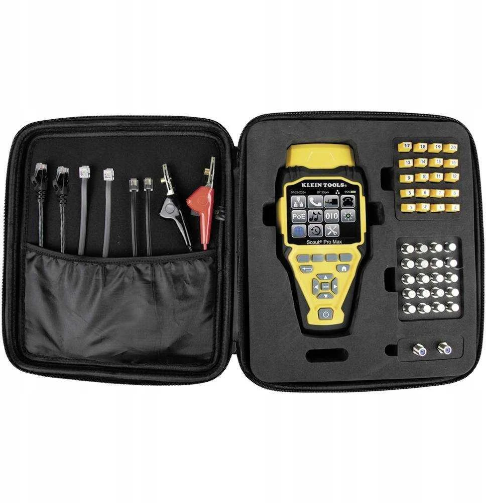 KLEIN TOOLS - VDV Scout® Pro Max testeris su imtuvų rinkiniu - 20x RJ45, 20x F jungčių