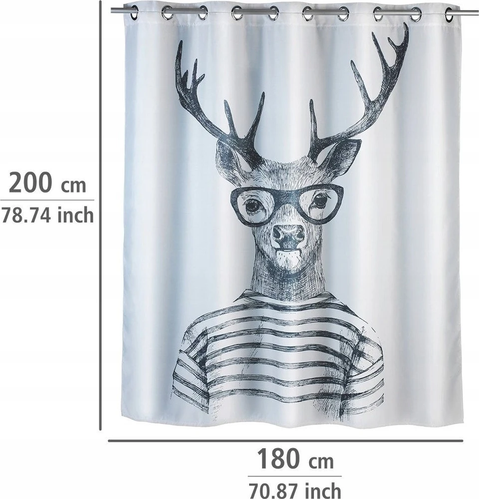 Mr Deer dušo užuolaida, tekstilė, 180x200 cm, WENKO