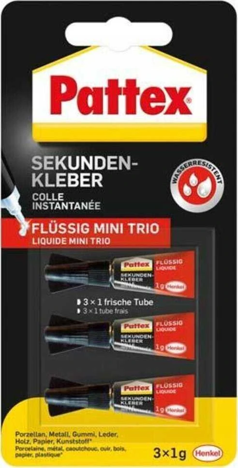 Pattex Mini Trio antriniai klijai 3x1g