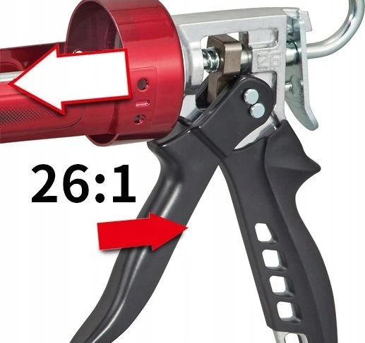 Tajima pistoletas silikonui Convoy Super 26 (raudonas, Super Heavy Duty klampesniam silikonui)