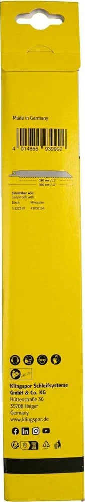 Klingspor KLINGSPOR BRZESZCZOT DO PIŁY SZABLASTEJ 300x19x0,9mm RS 993 AQ /5szt.