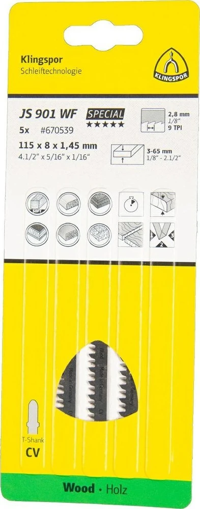 Klingspor KLINGSPOR BRZESZCZOT DO WYRZYNARKI 115x8x1,45mm JS 901 WF /5szt.
