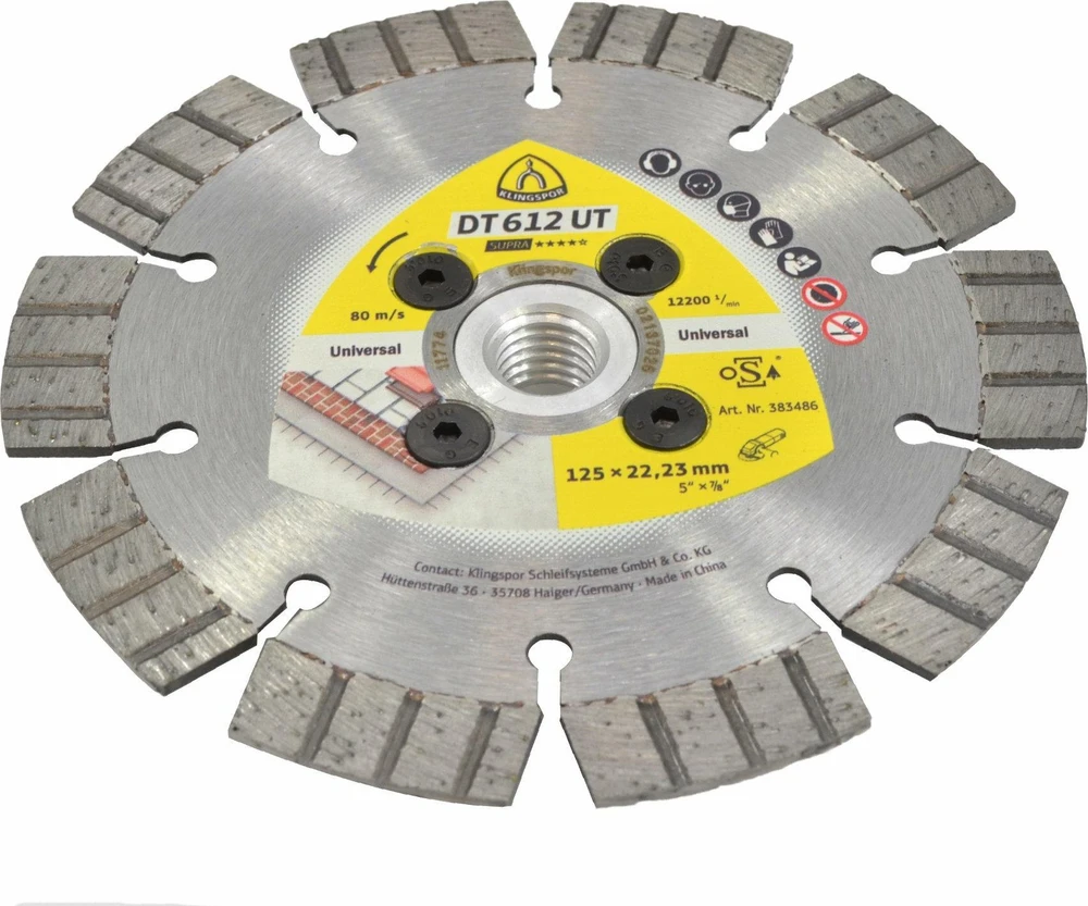 KLINGSPOR TARCZA DIAMENTOWA SEGMENTOWA 125mm x 2,4mm x 22,2mm DT612UT Z ODSADZENIEM/DO PODCINANIA