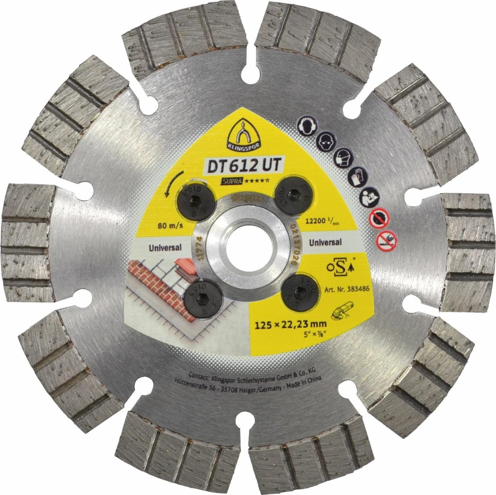 KLINGSPOR TARCZA DIAMENTOWA SEGMENTOWA 125mm x 2,4mm x 22,2mm DT612UT Z ODSADZENIEM/DO PODCINANIA