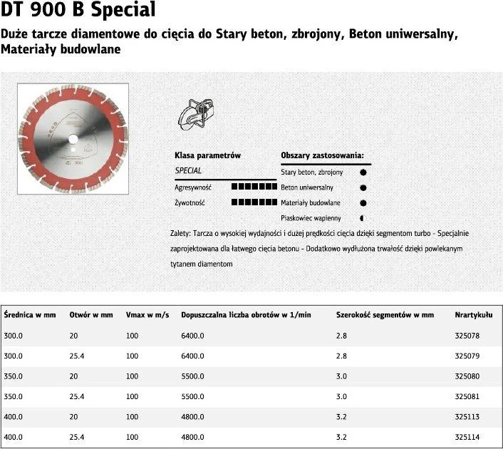 Deimantinis pjovimo diskas KLINGSPOR DT 900 B Special 350mm